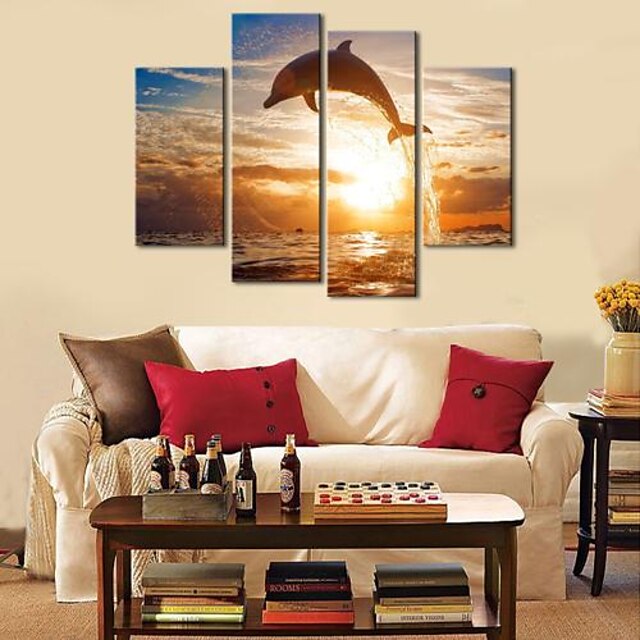  Întins Canvas Art animale Dolphin Set de 4