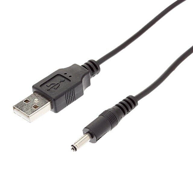  USB nabíječka kabel k DC 3,5 mm Plug / Jack DC3.5 kabel (černý, 0,6 M)