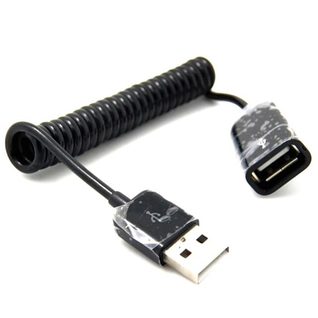  30cm ~ 1M 1 ~ 3FT USB 2.0 Весна удлинитель Черный Спиральный Sync заряжателя адаптер