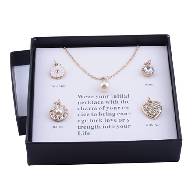  Pentru femei Perle Coliere cu Pandativ femei Imitație de Perle Ștras Placat Auriu Auriu Coliere Bijuterii 5pcs Pentru Petrecere Zilnic Casual