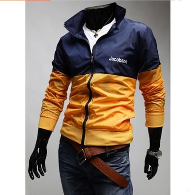  Casual Regular Blazer, Striped Long Sleeve Cotton Blend White / Orange / Yellow