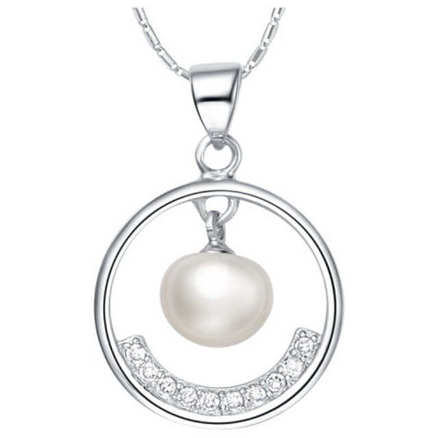  Collar de moda de la forma redonda de la Mujer de aleación de plata con perla de imitación (1 PC)
