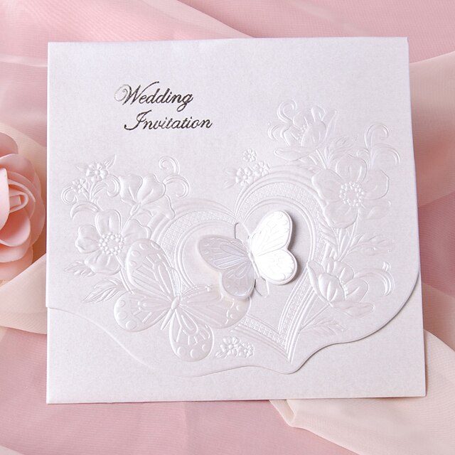 Tri-Fold Esküvői Meghívók Meghívók Pillangó stílus Gyöngy-papír 15*15 cm Pillangó
