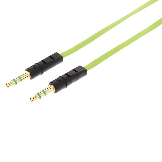  YG-35 3.5mm macho a macho de conexión de audio Cable plano (Verde y Negro, 1 M)