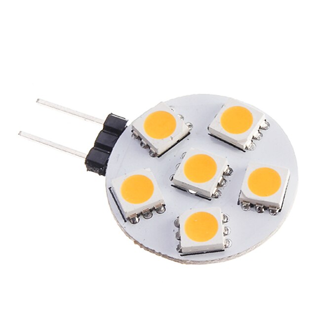  0.5 W LED-spotpærer 75-85 lm G4 6 LED perler SMD 5050 Varm hvit 12 V