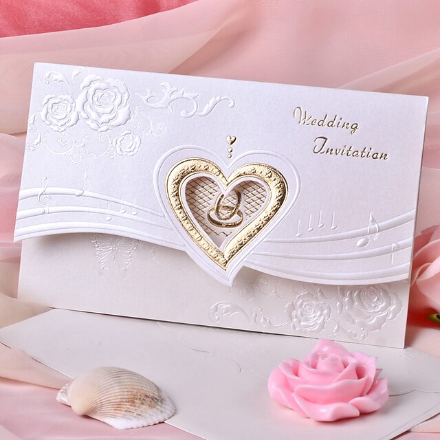  Tri-Fold Wedding Invitations Invitation Cards Floral Style Pearl Paper 7 1/2 