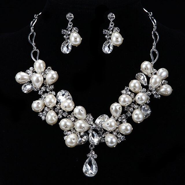  Fashion Tyk Diamond smykker sæt (halskæde, øreringe)