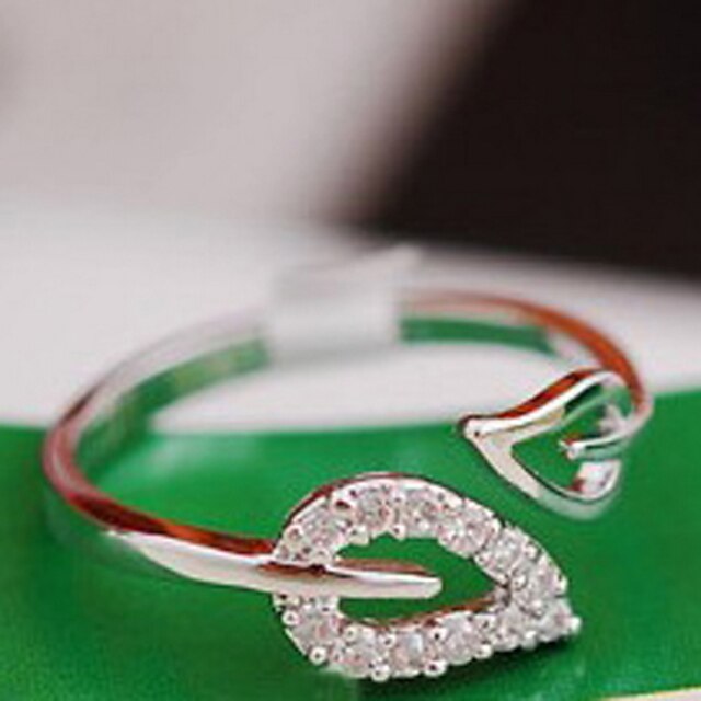  1ks Band Ring prstenec For Dámské Kubický zirkon drobný diamant Párty Svatební Ležérní Zirkon Slitina List Srdce Zlatá Stříbrná Průsvitné / Denní