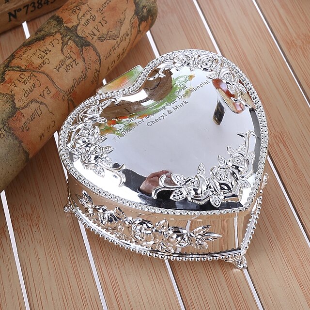  Gifts Bridesmaid Gift Personalized Embossed Floral Heart Shaped Zinc Alloy Jewelry Box