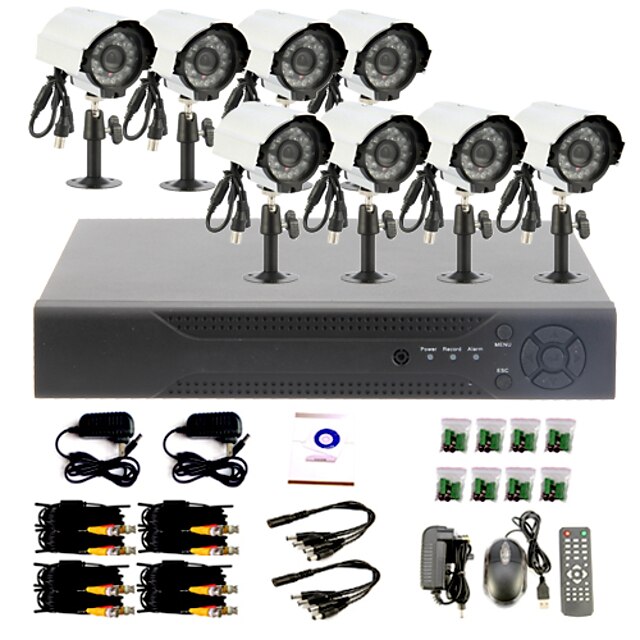  8-Kanal DIY CCTV-System mit 8 Wasserdichte Kameras für Home & Office