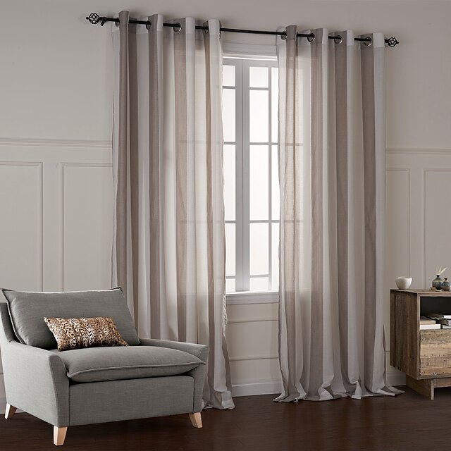  Curtains Drapes Bedroom Plaid / Check Cotton Jacquard