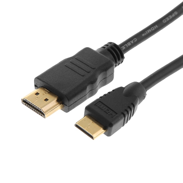  1,4 V Mini-HDMI-auf-HDMI-Kabel für Tablet oder Laptop zu HDTV 1080P/3D (schwarz, 1,5 m)