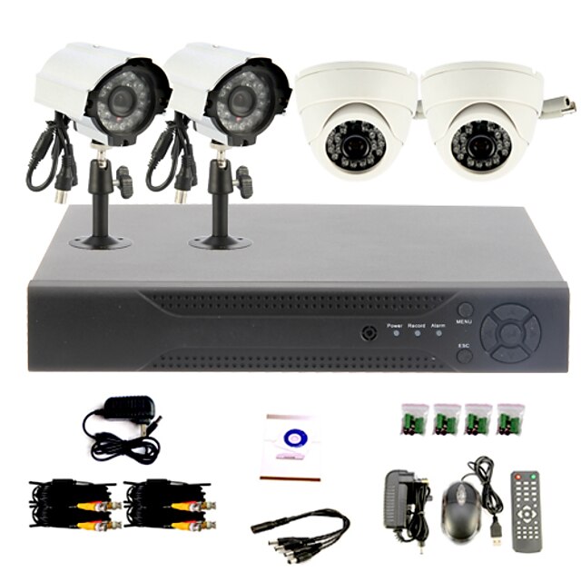  DIY CCTV-System mit 2 Indoor-Dome-Kameras und 2 Wasserdichte Kamera für Home & Office