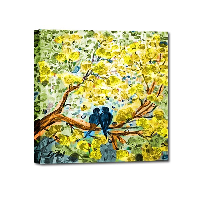 Iartshand Painted Oil Painting Landscape Two Birds Standing In The Tree With Stretched Frame