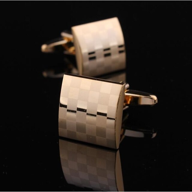  Fashionable 1.5cm Men's Gold Copper Cufflink (Gold)(1pair)