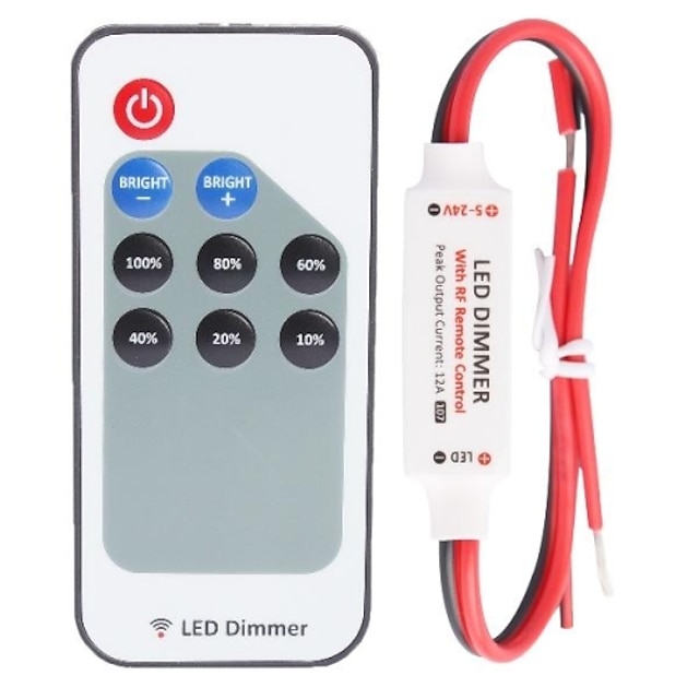  Zdm 1 unid 9 teclas inalámbrico mini controlador de control remoto dimmer rf control remoto para 5050 3528 de un solo color led luz de tira dc5-24v 12a