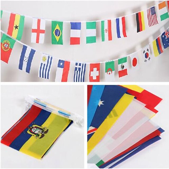  32pcs 8 # Copa do Mundo Brasil Nacional corda Flags Série Bandeira 32 nações Casa e Decoração Bar (21x14cm, Comprimento = 9M)
