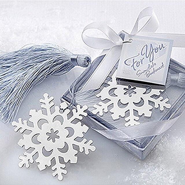  Cute Hollow Snowflake With Tassels 6.5*6.5*1 Metal Bookmarks & Clips(Silver,1pc)