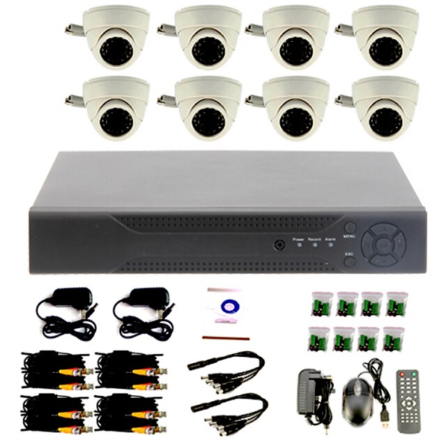  8 Channel DIY CCTV System with  8 Indoor Dome Cameras  for Home & Office