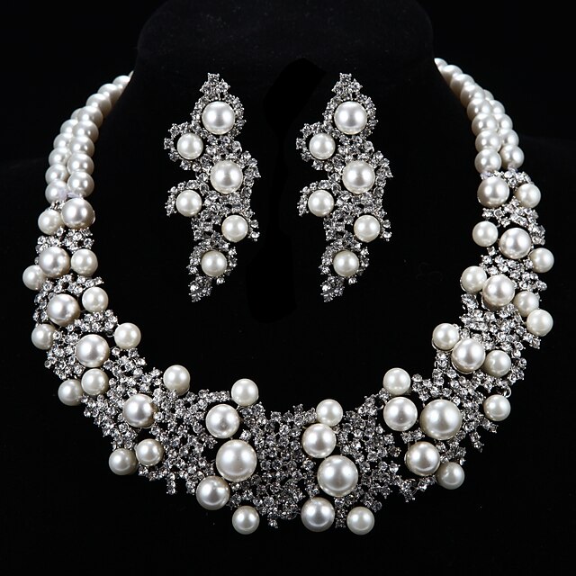  Collier de perle de mode ensemble de bijoux (collier, boucles d'oreilles)