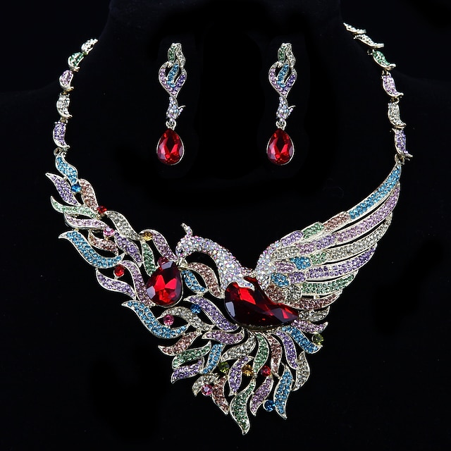  Moda Peacock Diamond Set de bijuterii (colier, cercei)