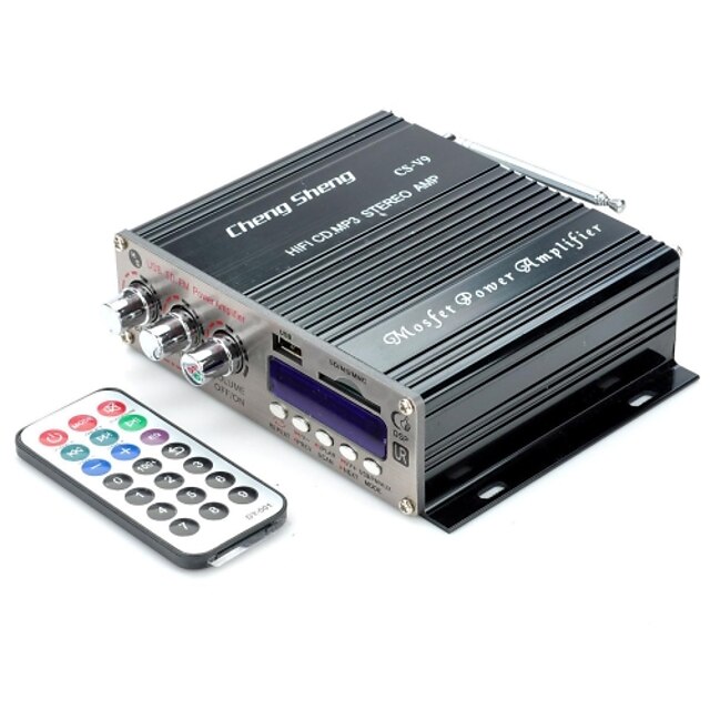  CS-V9 Hi-Fi stereo Lettore MP3 Amplificatore con FM / SD / USB per auto d'argento + nero