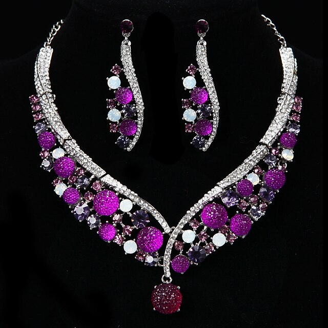  As the Picture Cubic Zirconia Jewelry Set - Include Purple For Wedding Party Special Occasion / Anniversary / Birthday / Engagement / Gift / Daily
