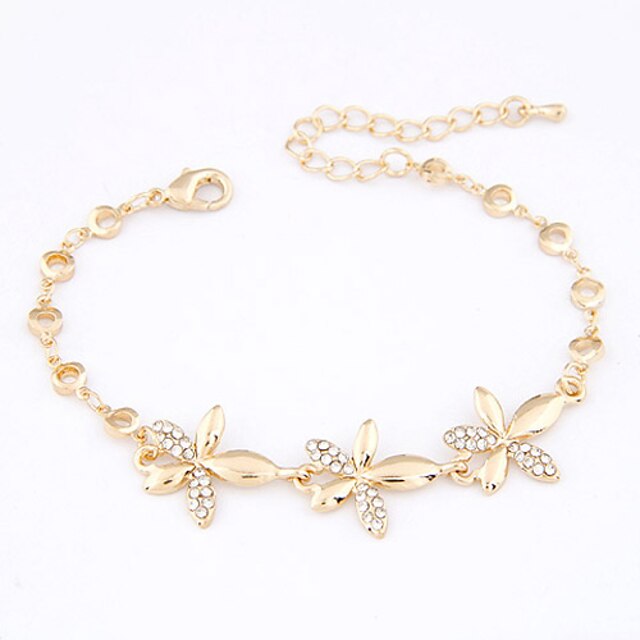  Women's Chain Bracelet - Rhinestone, Imitation Diamond Flower Personalized, Luxury, Unique Design Bracelet Gold For Christmas Gifts Party Daily