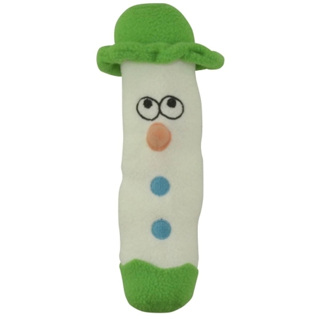  Squeaky Green Hat Christmas Snowman Stick Style Soft Plush Playing Toy for Pets Dogs Cats