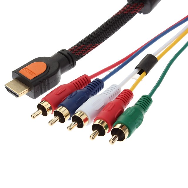  HDMI a 5 RCA 5RCA Cable adaptador AV (Negro, 1,5 M)