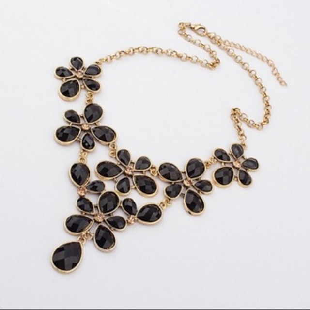 Women's Statement Necklace - Flower Vintage, European, Fashion Black, Black / White, Rainbow Necklace Jewelry 1pc For Party