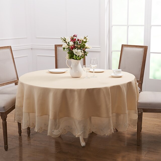  Contemporary Polyester Round Table Cloth Solid Colored Table Decorations 1 pcs