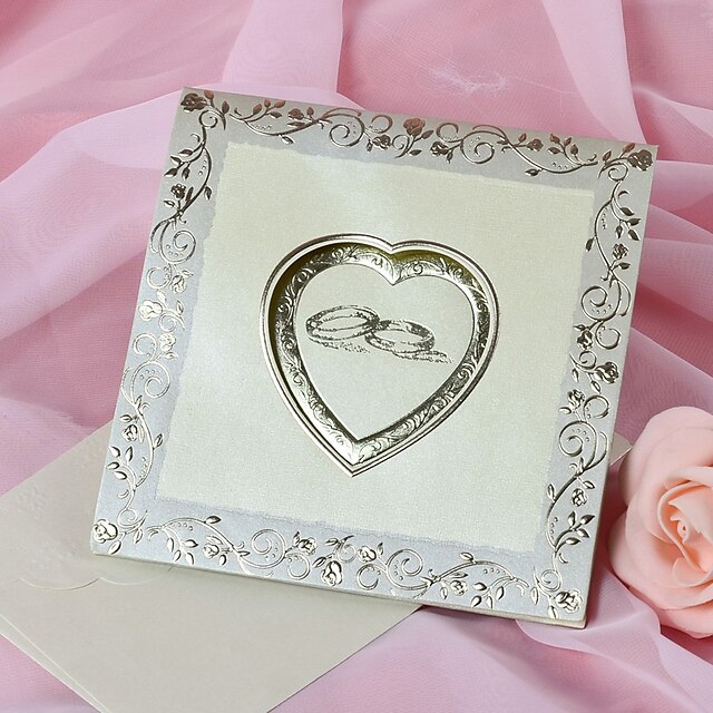  Top Foldning Bryllupsinvitationer 50 - Invitationskort Klassisk Stil Perle-papir 6*6 tommer (ca. 15*15cm)