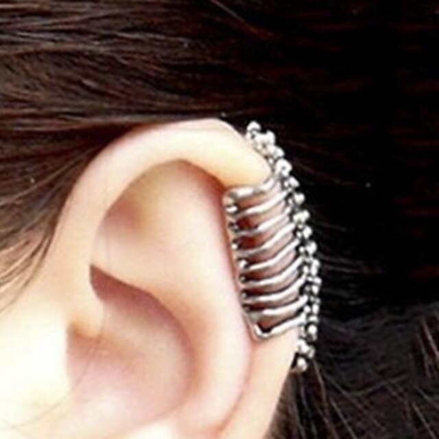  Women's Ear Cuff Helix Earrings Shiny Metallic Skull Halloween Memento Mori Ladies Earrings Jewelry Silver For Party Daily Casual 1pc