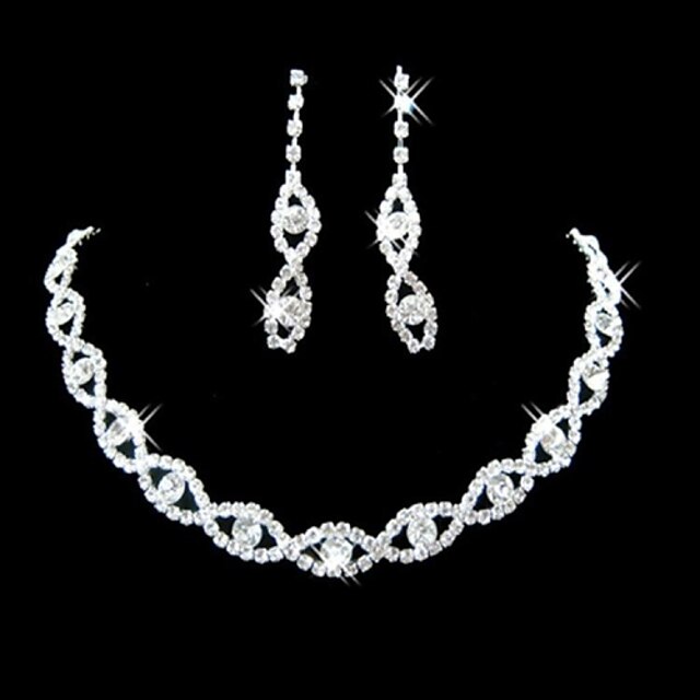  Dames Synthetische Diamant Druppel oorbellen Bruidssieradensets Dames Elegant Bruids Dagelijks Verzilverd oorbellen Sieraden Zilver Voor Bruiloft Feest Lahja Maskerade Verlovingsfeest Verloving