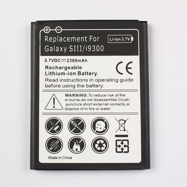  ny udskiftning lithium-ion batteri til Samsung Galaxy S3 i9300 (3,7 V, 2300mAh)