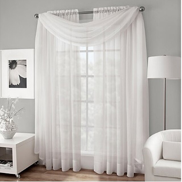  Two Panels Curtain Modern , Solid Living Room Polyester Material Sheer Curtains Shades Home Decoration For Window