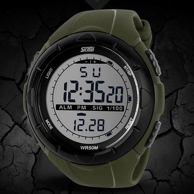  SKMEI Men's Sport Watch Wrist Watch Digital Watch Digital Fashion Water Resistant / Waterproof Alarm Calendar / date / day Digital Black Green Gray / Two Years / Rubber