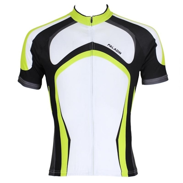  ILPALADINO Men's Short Sleeve Cycling Jersey Summer Polyester Green Stripes Bike Jersey Top Mountain Bike MTB Road Bike Cycling Ultraviolet Resistant Quick Dry Breathable Sports Clothing Apparel