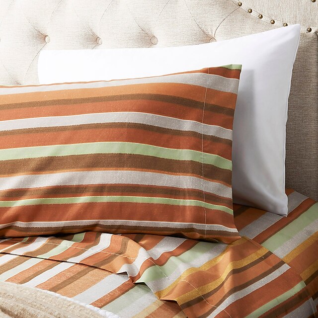  Sheet Set - Microfibre Pigment Print Stripes 2pcs Pillowcases (only 1pc pillowcase for Twin or Single)