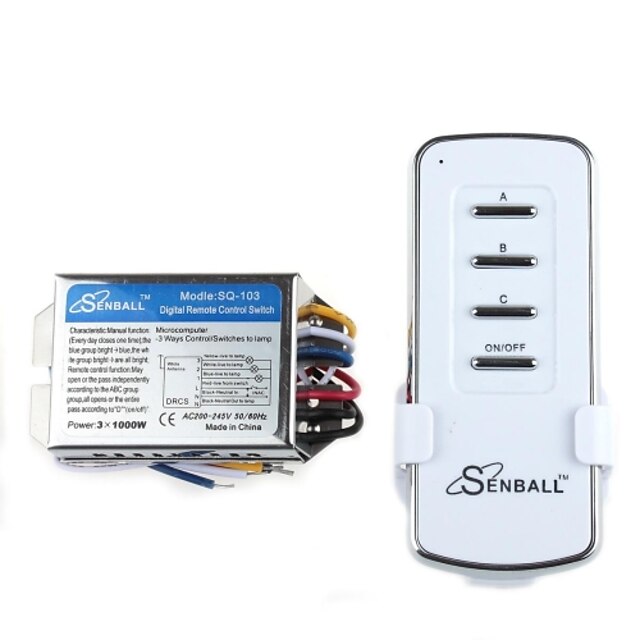  DIY SQ-103 AC 200-245V 3-Channel Multi-Function Wireless Remote Switch with Controller