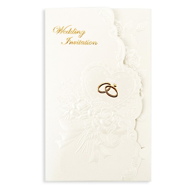  三つ折り 結婚式の招待状 50 - 招待状カード 花のスタイル パール紙 18.4cm*12.8cm