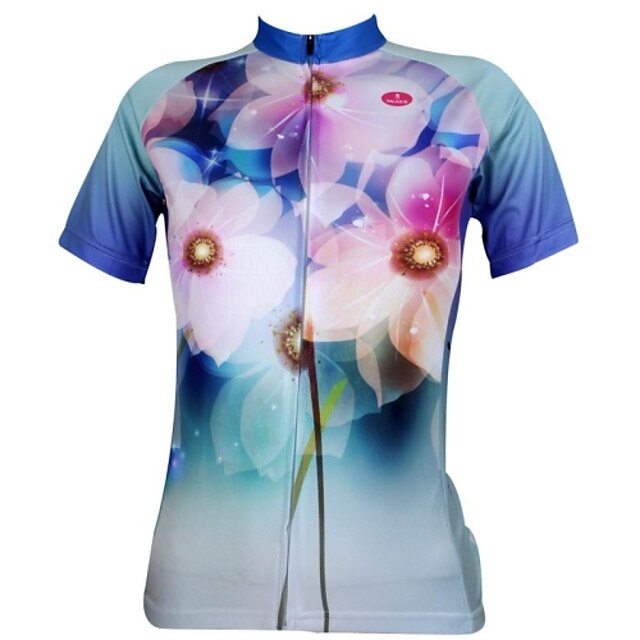  ILPALADINO Women's Short Sleeve Cycling Jersey Summer Polyester Floral Botanical Funny Plus Size Bike Jersey Top Mountain Bike MTB Road Bike Cycling Ultraviolet Resistant Quick Dry Breathable Sports