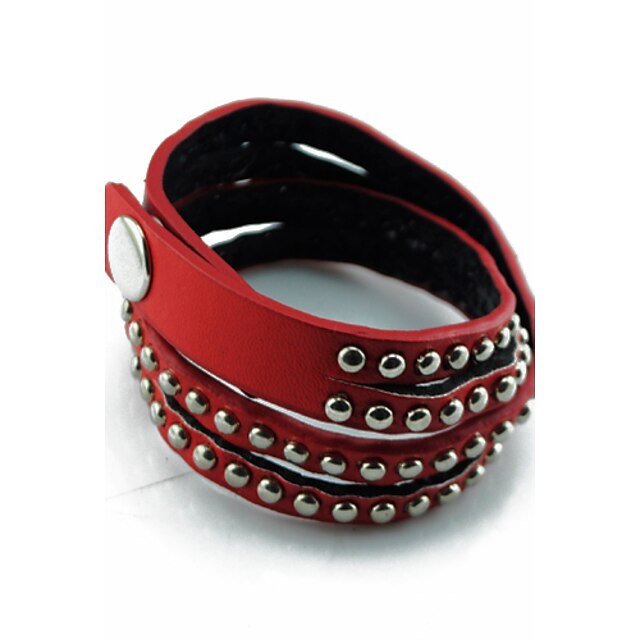  Kushang Moda Weave Rivet Bracelet (czerwony)
