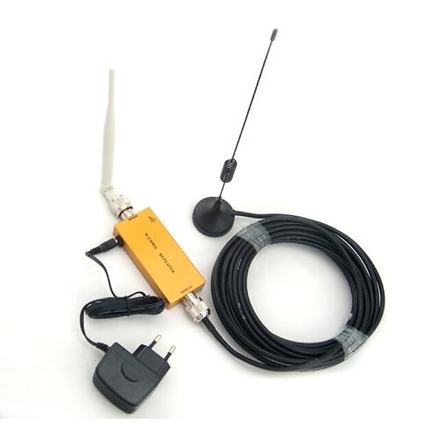   Mini W-CDMA 2100MHz Mobile Phone Signal Booster 3G, W-CDMA sinal 3G Repetidor + Ventosa Antena + otário Antena com cabo de 10m