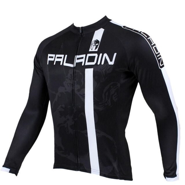  ILPALADINO Men's Long Sleeve Cycling Jersey Winter Summer Polyester Black Stripes Bike Jersey Top Mountain Bike MTB Road Bike Cycling Thermal Warm Ultraviolet Resistant Quick Dry Sports Clothing