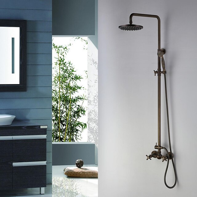  Shower Faucet - Antique Antique Brass Shower System Ceramic Valve / Two Handles Three Holes