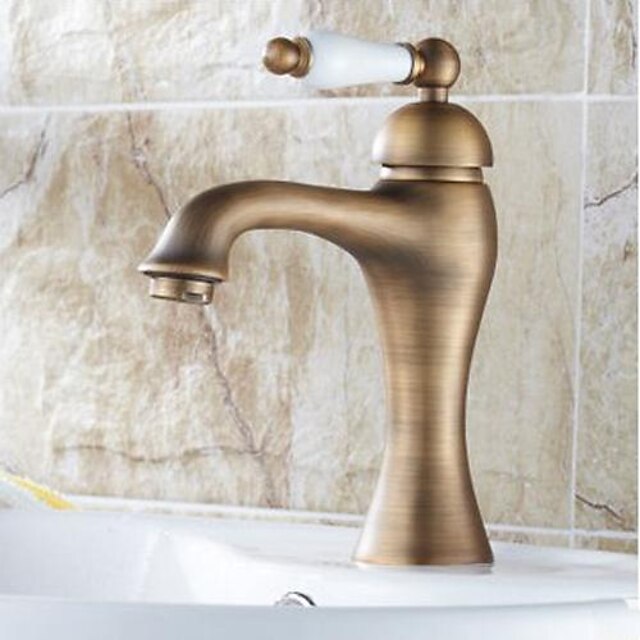  Traditional Centerset Ceramic Valve One Hole Single Handle One Hole Antique Brass, Bathroom Sink Faucet Bath Taps