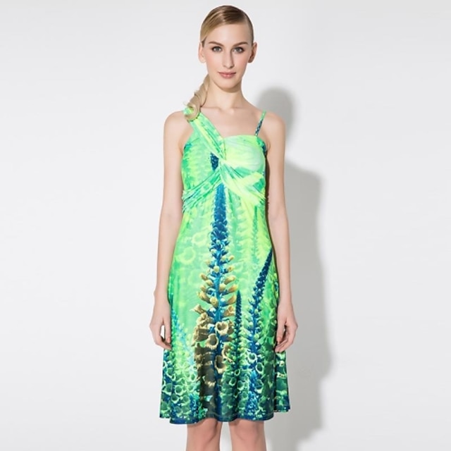  Women's Green Dress , Sexy/Beach/Casual/Print/Party/Work/Plus Sizes Sleeveless