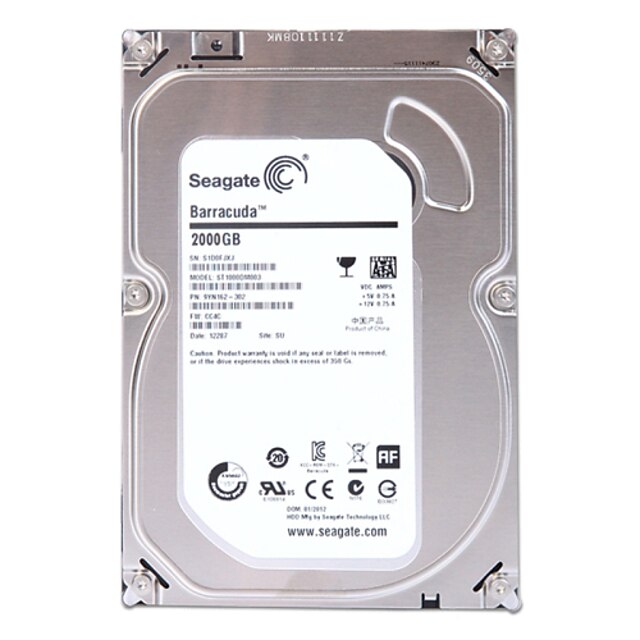  Seagate 2TB Desktop Hard Disk Drive 7200rpm SATA 3.0 (6 Gb / s) 64MB cache 3,5 tommer-ST2000DM001